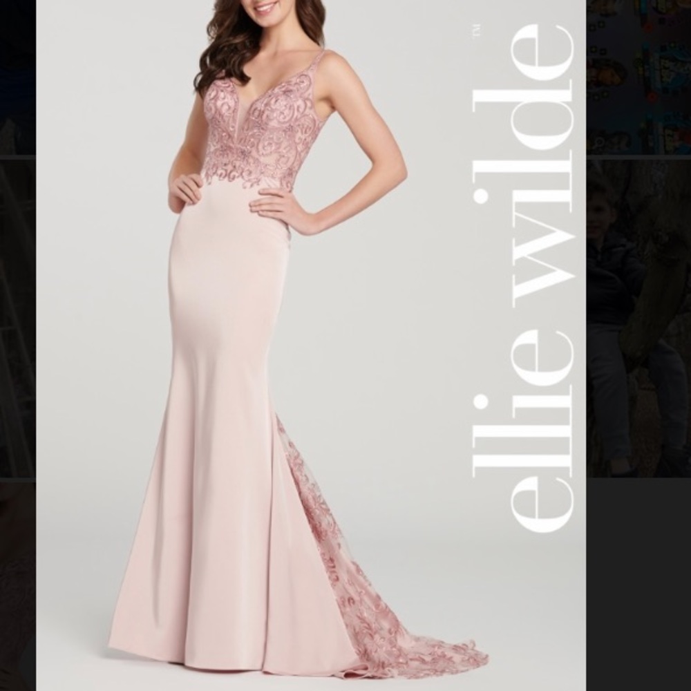 Ellie Wilde style STYLE EW119103 in rose pink UNALTERED size 10 dry cleaned